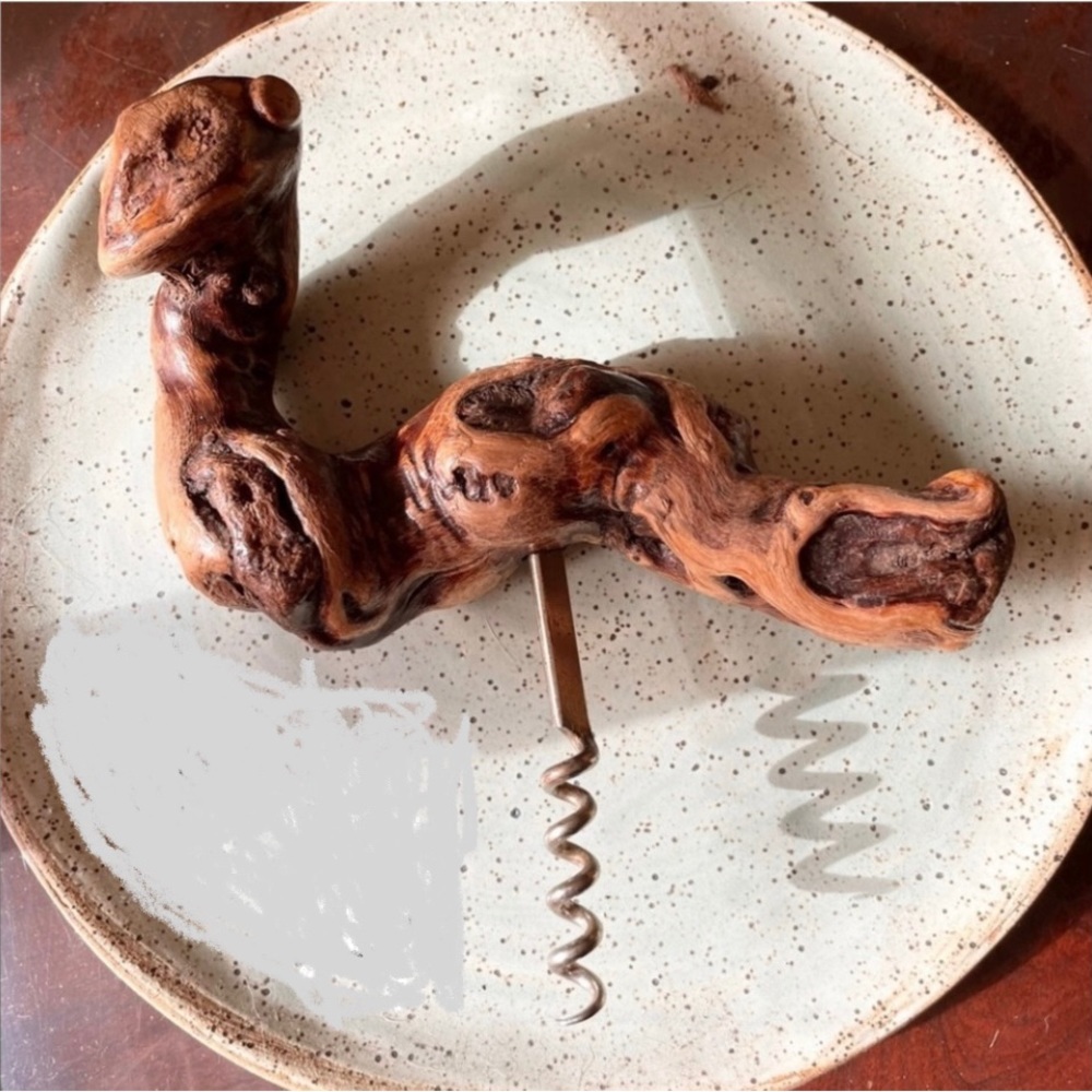 VTG ITALY Wine Corkscrew
Opener, France 1970s Burl Grape vine